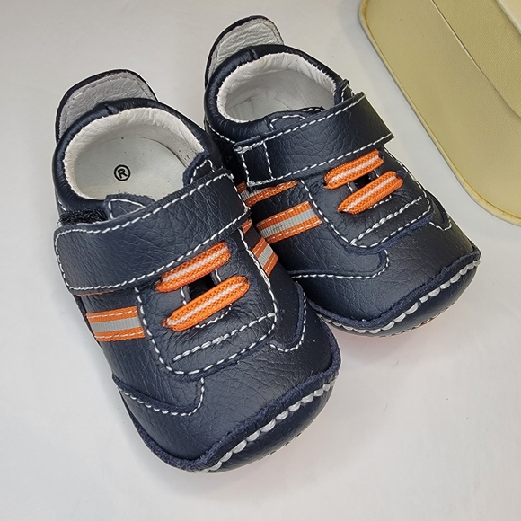 Rileyroos | Navy & Orange Wahoo Sportie Leather Sneaker Bootie Size 3-6 - Picture 6 of 8